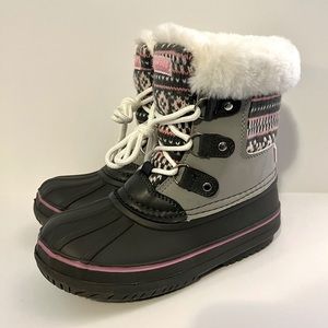London Fog Tottenham Snow Boots - Size 13 Little Girls - Grey/Pink - NWT